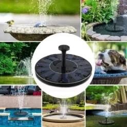 Outlet Stort solcelledrevet springvand med batteri og belysning 16cm Springvand & Damme