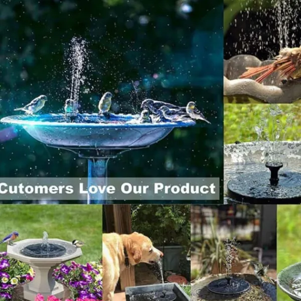Outlet Stort solcelledrevet springvand med batteri og belysning 16cm Springvand & Damme
