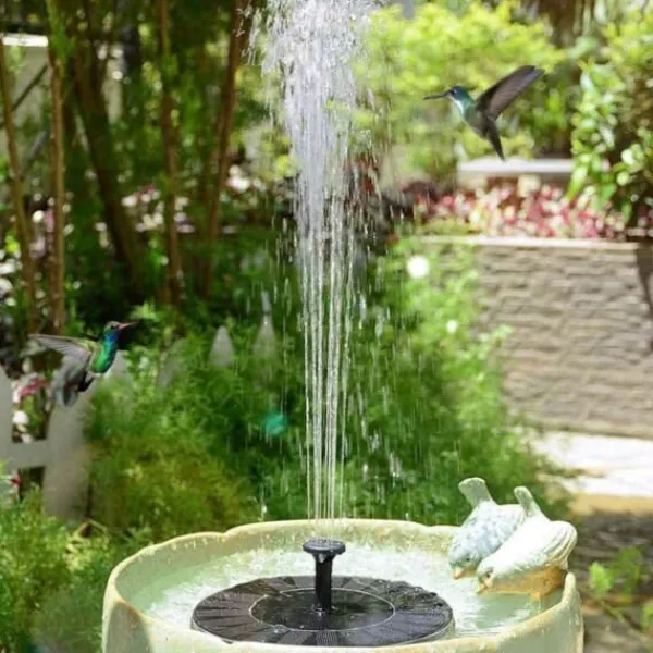 Outlet Stort solcelledrevet springvand med batteri og belysning 16cm Springvand & Damme