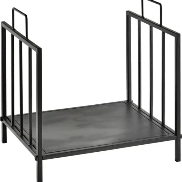 Clearance Stove Holz Regal til indendørs brug, 44,5 x 33 x 46,5 cm, med håndtag, til Brännholz, metal, sort Tilbehør Til Brændeovne & Pejse