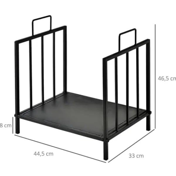 Clearance Stove Holz Regal til indendørs brug, 44,5 x 33 x 46,5 cm, med håndtag, til Brännholz, metal, sort Tilbehør Til Brændeovne & Pejse