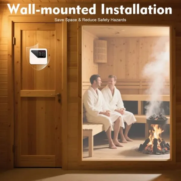 Styring til saunaovn - Temperaturcontroller - Tørsauna - 3–9 kW - 220–240 V - Lysstyring maks. 60 W - Drejeknap - Plast Sauna