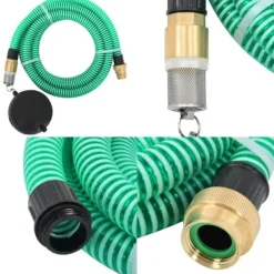 Vanding^Sugeslange med messingkoblinger 1,1" 3 m PVC grøn - Sugeslange - Sugeslanger - Home & Living