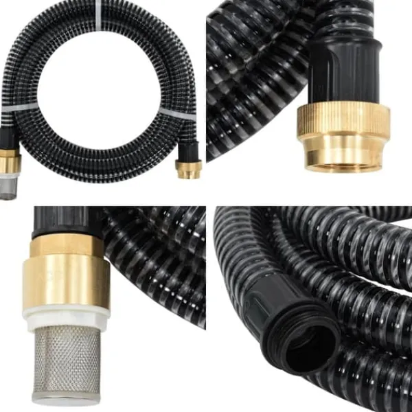 Vanding^Sugeslange med messingkoblinger 1,1" 3 m PVC sort - Sugeslange - Sugeslanger - Home & Living