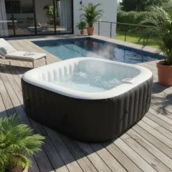 Spa & Udendørsbad^SUN SPA Laminerat fyrkantigt uppblåsbart spa - 4 personer - 1,55 x H 0,65 m