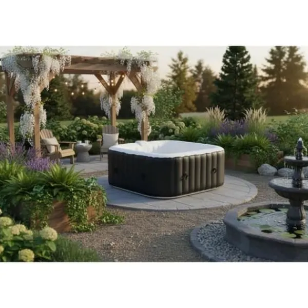 Spa & Udendørsbad^SUN SPA Laminerat fyrkantigt uppblåsbart spa - 4 personer - 1,55 x H 0,65 m