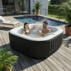 Spa & Udendørsbad^SUN SPA Laminerat fyrkantigt uppblåsbart spa - 4 personer - 1,55 x H 0,65 m