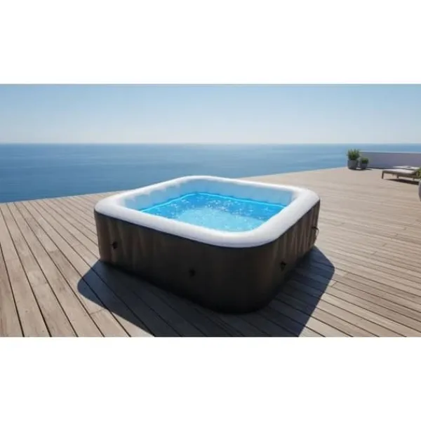 Spa & Udendørsbad^SUN SPA Laminerat fyrkantigt uppblåsbart spa - 4 personer - 1,55 x H 0,65 m