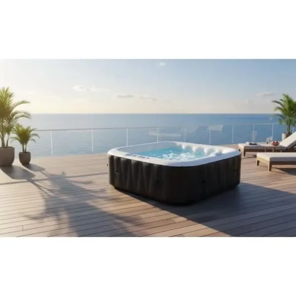 Best SUN SPA Laminerat fyrkantigt uppblåsbart spa - 6 personer - 1,85 x H 0,65 m Spa & Udendørsbad