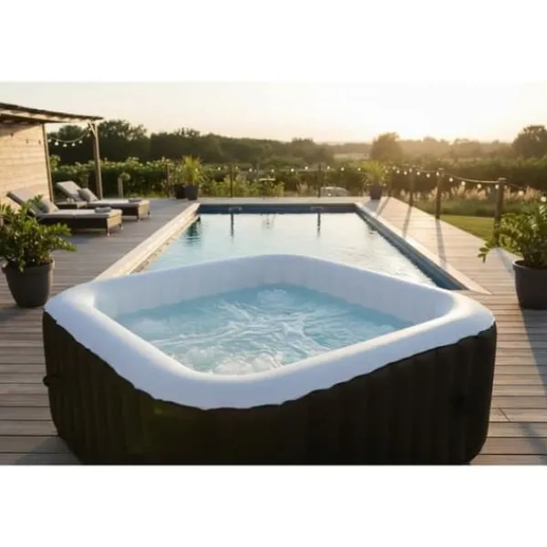 Best SUN SPA Laminerat fyrkantigt uppblåsbart spa - 6 personer - 1,85 x H 0,65 m Spa & Udendørsbad