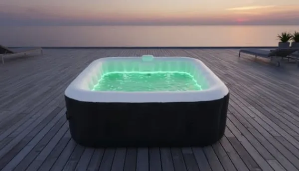 SUNSPA Square Uppblåsbart Spa 6 platser med LED-remsa Spa & Udendørsbad