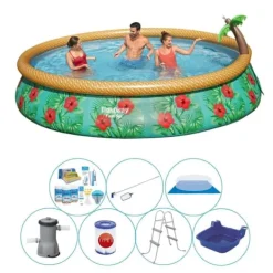 Bestway Pooler^Super dobbelt swimmingpool - Fast Sæt paradisets blomster 457x84 cm