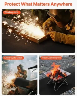 Brandtæppe^Svejsetæppe - Kulfiberfilt - Mål 1016 x 1016 mm - Varmebestandig op til 982°C - Flammehæmmende - Fortykket 3,5 mm - Brandsikker isolering