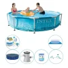 Pooler^Svømmebassin med tilbehør - Intex Metalramme Rund Strand 305x76 cm