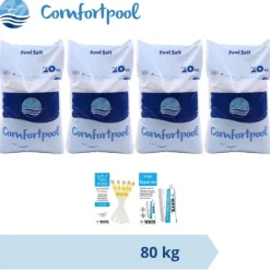 New Svømmebassin salt Comfortpool - 80 kg (4 x 20) & WAYS Reparationssæt og teststrimler Pool- & Spatilbehør