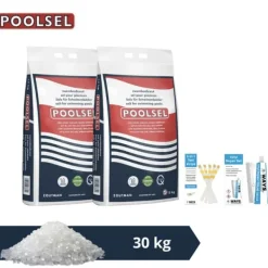 New Swimming Pool Salt Polish - Velegnet til saltvandssystem - 30 kg & WAYS skrubbebørste Pool- & Spatilbehør