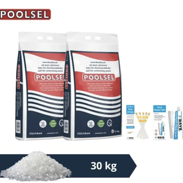 New Swimming Pool Salt Polish - Velegnet til saltvandssystem - 30 kg & WAYS skrubbebørste Pool- & Spatilbehør