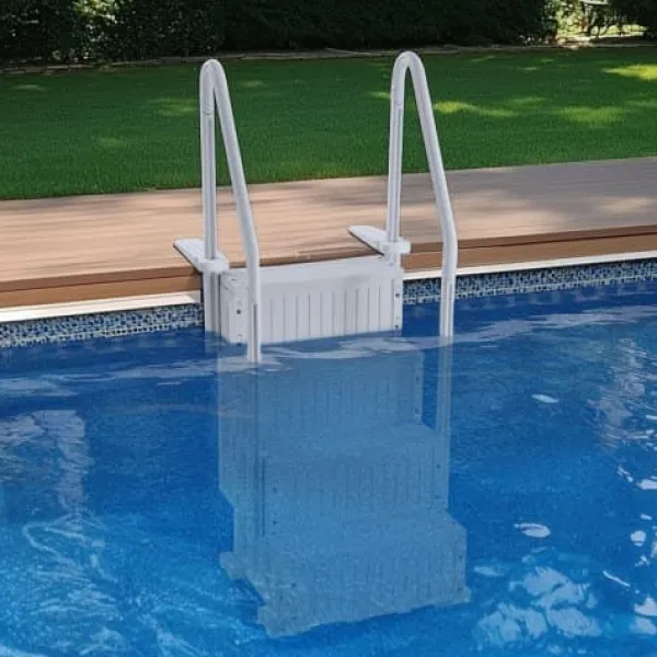 New Swimmingpoolstige, 87,4x80,8x198,5 cm, Grå, PE Pool- & Spatilbehør