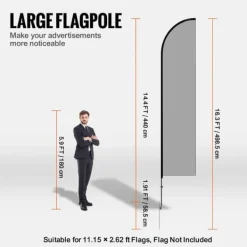 Flag & Vindposer^Swooper Flagstangsæt 16,3 fod med jordpæl, letvægts, holdbar, vejrbestandig, udendørs reklame