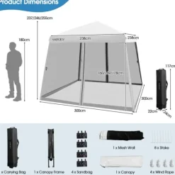 Telte & Lysthuse^Tag, 300x300x237/246/255 cm, Hvid