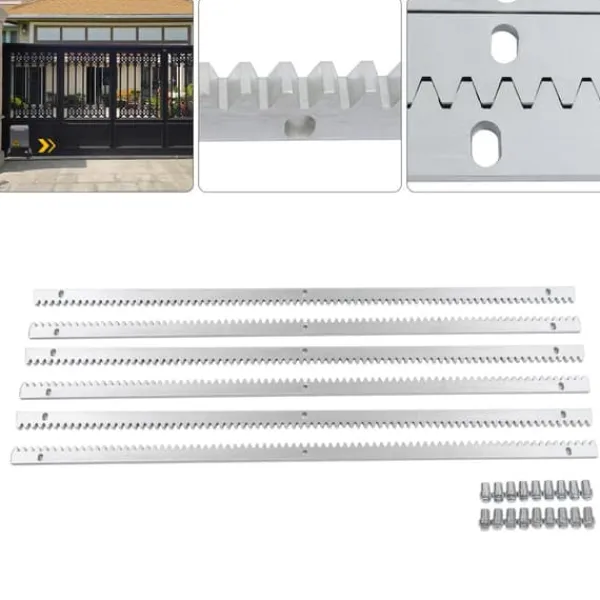 Clearance Tandstænger til elektrisk skydeportsåbner, 6 m (6×1 m), rustfrit stål, sølv Skure, Garager & Carports
