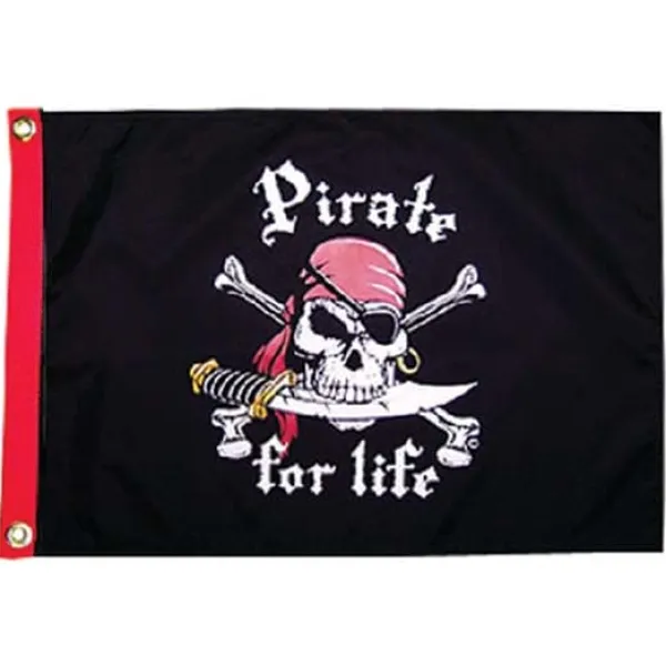 Flag & Vindposer^Taylor Pirate For Life Sort 127 x 356 mm