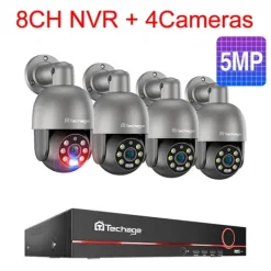 Hot Techage 8CH NVR Overvågningssystem, 8MP Højopløsningskameraer, AI Menneskedetektion,8ch NVR 4PCS CAM 5MP, 1t Sikkerhedsmonitorer & Videokameraer