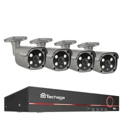 Best Techage Sikkerhedskamera System, 8 Kanal NVR, AI Menneske Detektion,8CH 4Stk 5MP Kamera, 4T Sikkerhedsmonitorer & Videokameraer