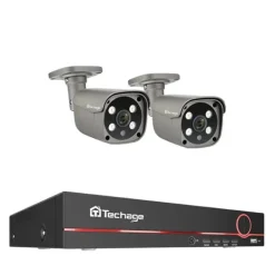 Discount Techage Sikkerhedskamera System, 8 Kanal NVR, AI Menneske Detektion,8CH 2Stk 5MP Kamera, 4T Sikkerhedsmonitorer & Videokameraer