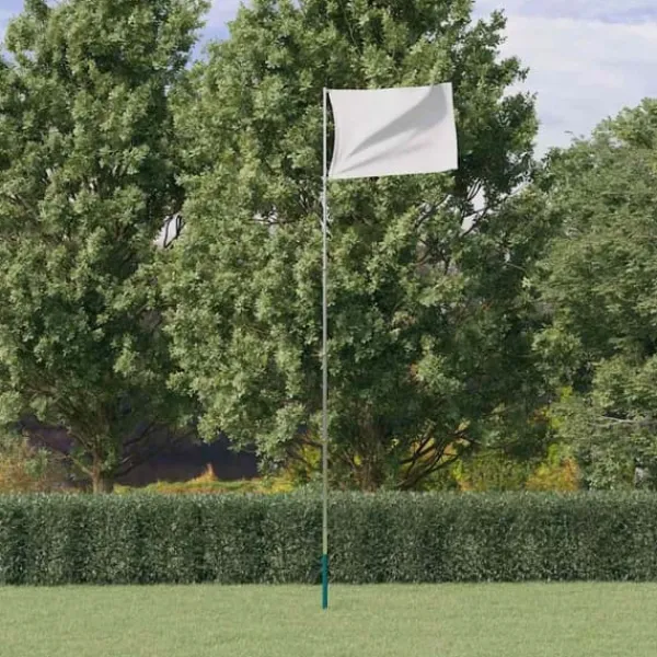 Discount Teleskopflagstang 5,5 m i aluminium | Farve: Sølv | Justerbar og vejrbestandig Flag & Vindposer