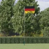 Flag & Vindposer^Teleskopisk flaggstång med tysk flagga - Hållbar och väderbeständig | Höjd: 5,55 m | Färg: Tysk flagga