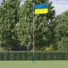 Flag & Vindposer^Teleskopisk flagstang med ukrainsk flag - Slidstærkt design | Længde: 6,23 m