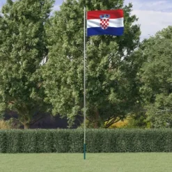 Flag & Vindposer^Teleskopisk flagstang med kroatisk flag - Aluminium | Højde: 6,23 m