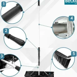 Snerydning^Teleskopisk sneskraber, tagsneskovl, aluminium, foldbar