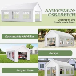Skure, Garager & Carports^Teltgarage-carport 3x6 m vintersikker med rulledør til bil, SUV og aftagelige sidevægge