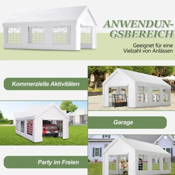 Skure, Garager & Carports^Teltgarage-carport 3x6 m vintersikker med rulledør til bil, SUV og aftagelige sidevægge