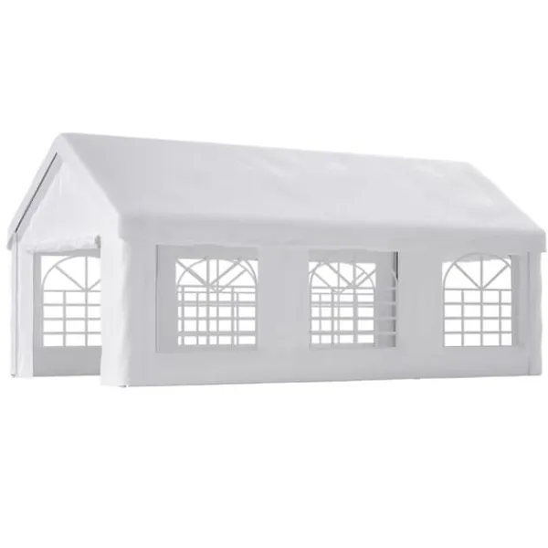 Skure, Garager & Carports^Teltgarage-carport 3x6 m vintersikker med rulledør til bil, SUV og aftagelige sidevægge