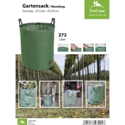 Havekurve^TerCasa JU-998001 Haveaffaldssæk 272L Grøn