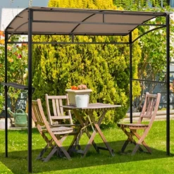 Online Terrasse Grilltelt, 216x134x211 cm, Brun Buer, Spalier, Lysthuse Uden Tag