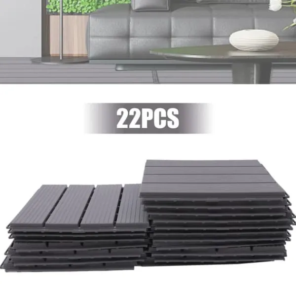 Havedekorationer^Terrassefliser - Klik-/Interlocking gulvfliser - PP-plast - 22-pak - Udendørs - DIY montering