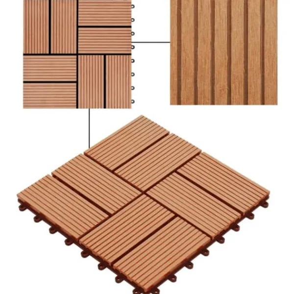 Havedekorationer^Terrassefliser 22 stk. 30 x 30 cm 2 m2 WPC teakfarve - Terrasseflise - Terrassefliser - Home & Living