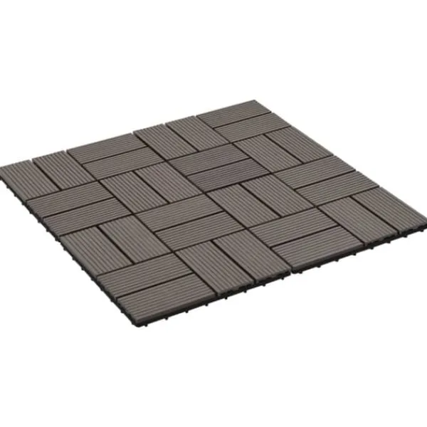 Havedekorationer^Terrassefliser 11 stk. WPC 30 x 30 cm 1 m2 mørkebrun - Terrasseflise - Terrassefliser - Home & Living
