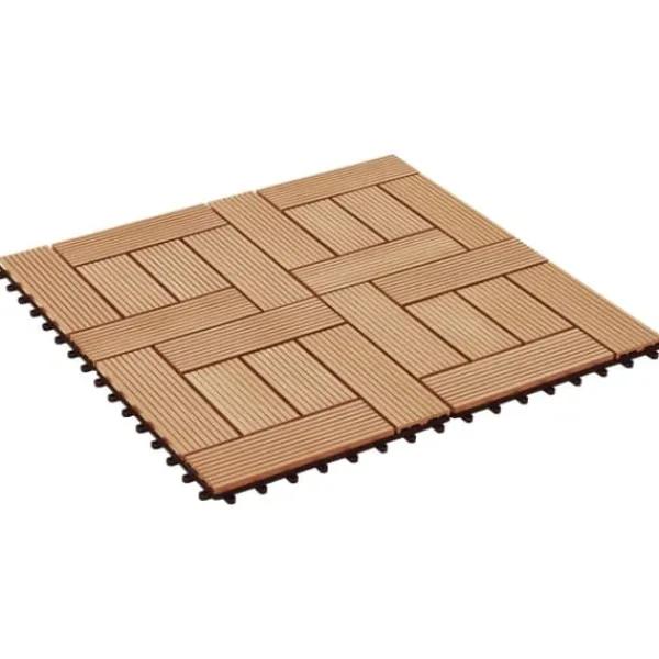 Havedekorationer^Terrassefliser 11 stk. WPC 30 x 30 cm 1 m2 teakfarvet - Terrasseflise - Terrassefliser - Home & Living