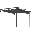 Sale Terrassepergola ca. 3x3 m, aluminium, vægmonteret, justerbart tag, mørkegrå Buer, Spalier, Lysthuse Uden Tag