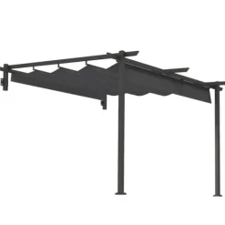 Buer, Spalier, Lysthuse Uden Tag^Terrassepergola ca. 3x3 m, aluminium, vægmonteret, justerbart tag, mørkegrå