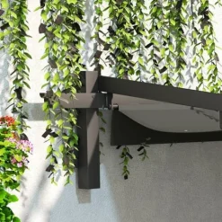 Buer, Spalier, Lysthuse Uden Tag^Terrassepergola ca. 3x3 m, aluminium, vægmonteret, justerbart tag, mørkegrå