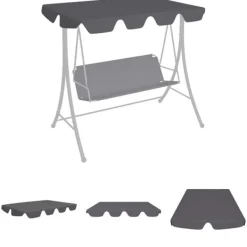 Telte & Lysthuse^The Living Store baldakin til havegynge 188/168x145/110 cm antracitgrå - Festtelte & havepavilloner – tage
