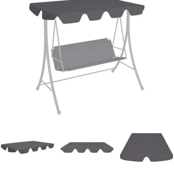 Telte & Lysthuse^The Living Store baldakin til havegynge 188/168x145/110 cm antracitgrå - Festtelte & havepavilloner – tage