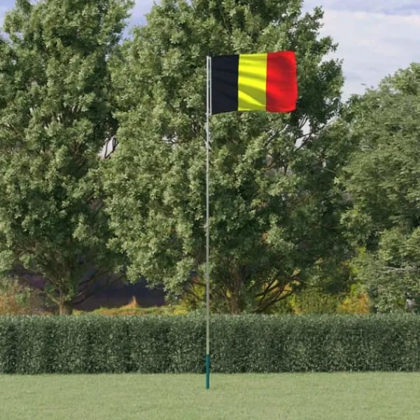Flag & Vindposer^The Living Store Belgien flag og flagstang 5,55 m aluminium - Flag & vimpler