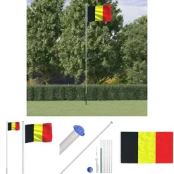Flag & Vindposer^The Living Store Belgien flag og flagstang 6,23 m aluminium - Flag & vimpler